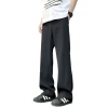 New pure black skinny skinny trousers for men in the spring of 2025. Large-sized, versatile, slightly flared, high-end casual pants Item Picture